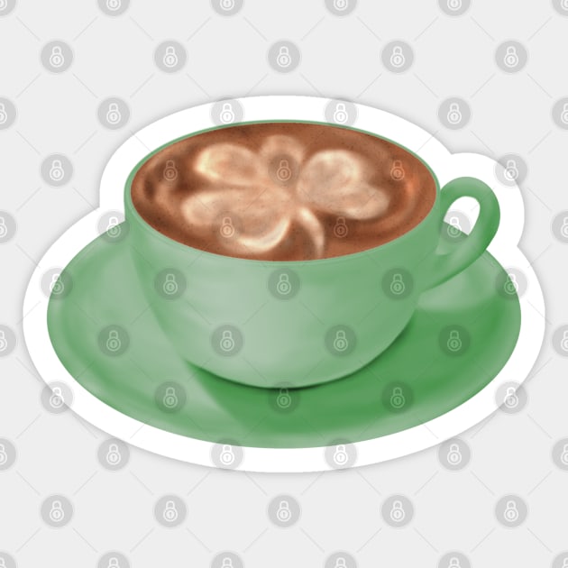St. Patrick's Day Shamrock Cappuccino Art Sticker by H. R. Sinclair